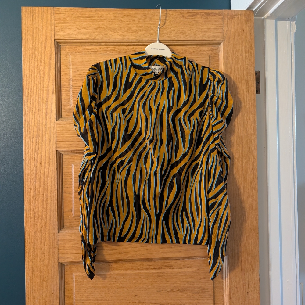 Diane Von Furstenberg Black and Gold Striped Top